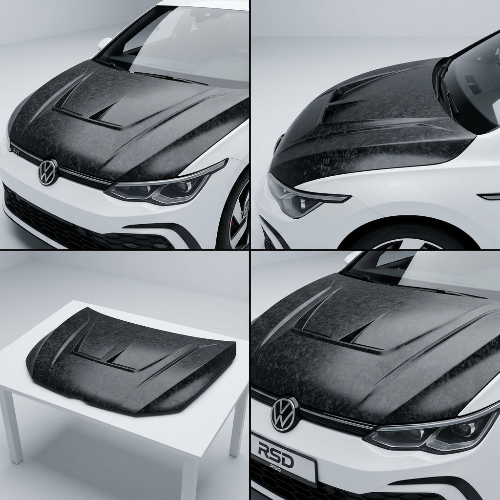 Chopped Forged Matte Carbon Fiber Hood Cover compatible with Volkswagen Golf GTI-2024 05025