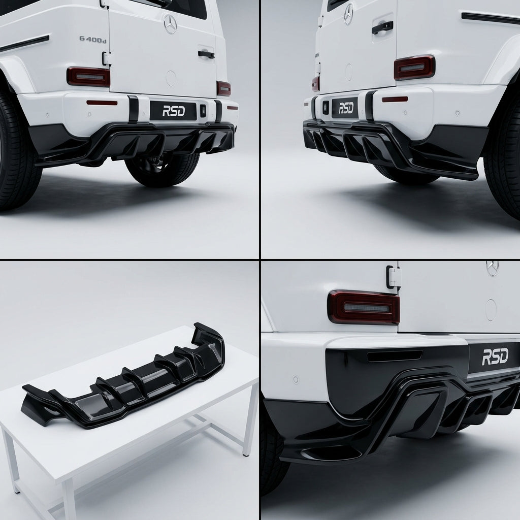 Deep gloss black automotive paint Rear Bumper Diffuser compatible with Mercedes-Benz G400d-2022 72992