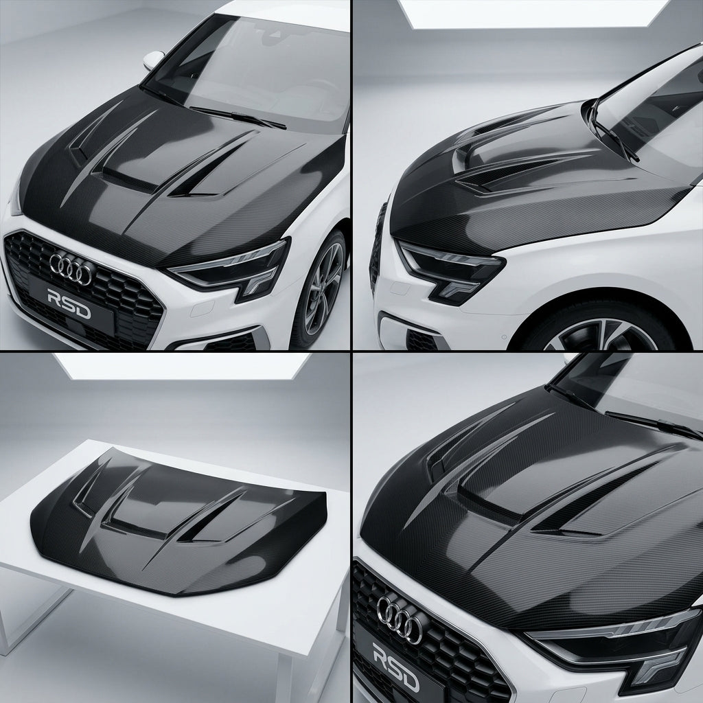 Carbon Fiber Hood Cover compatible with Audi Audi A3 back sport 2024 03802