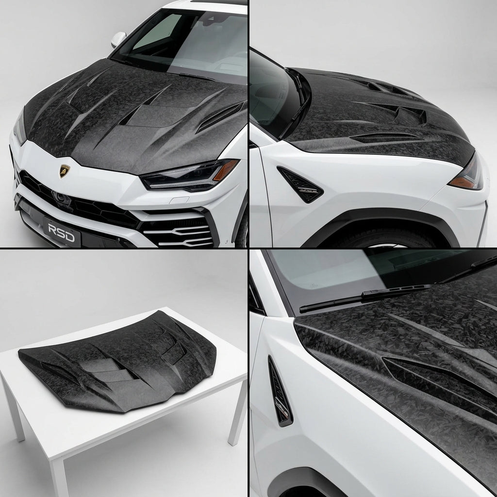 Chopped Forged Matte Carbon Fiber Hood Cover compatible with Lamborghini Urus-2022 04746
