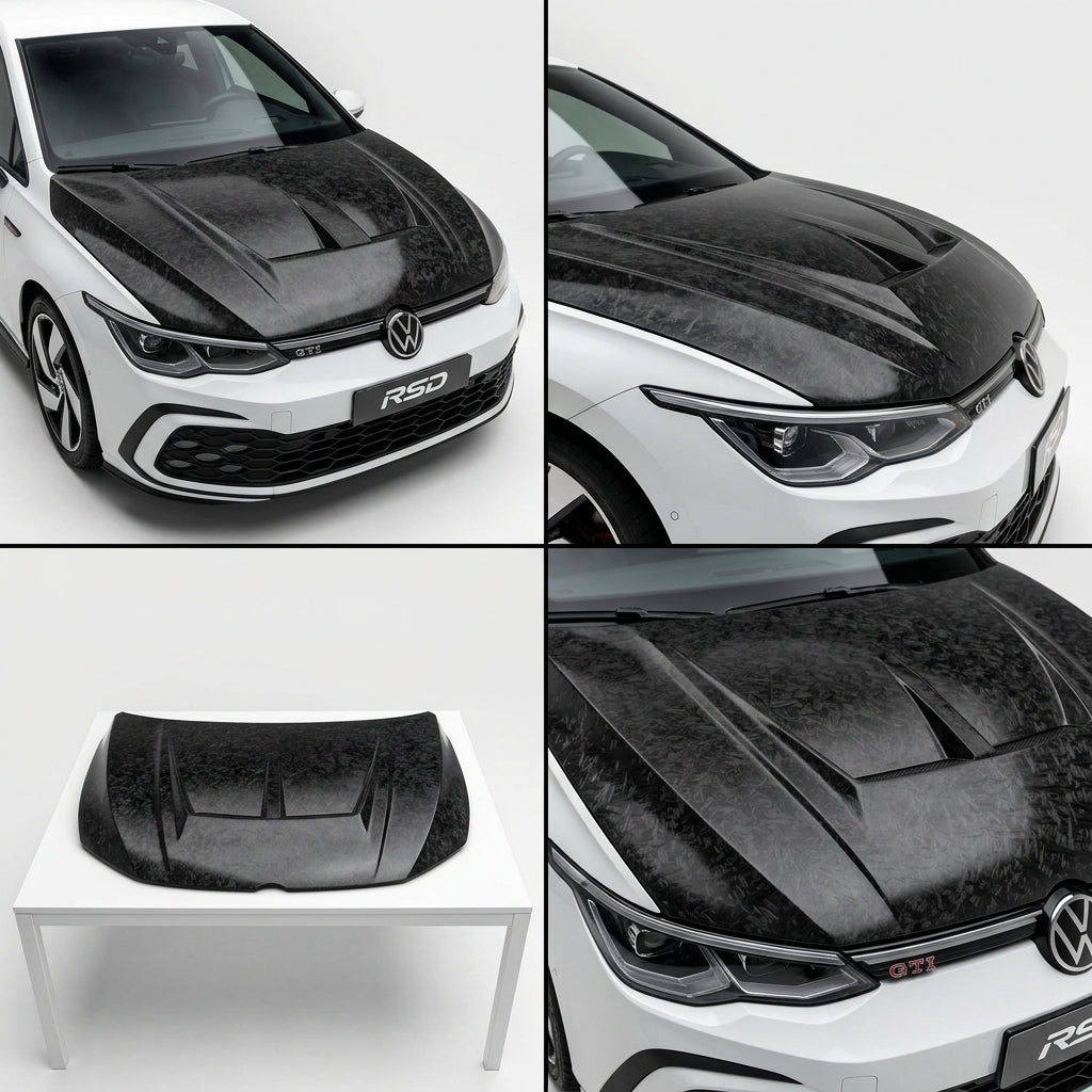Chopped Forged Matte Carbon Fiber Hood Cover compatible with Volkswagen Golf GTI-2024 90998
