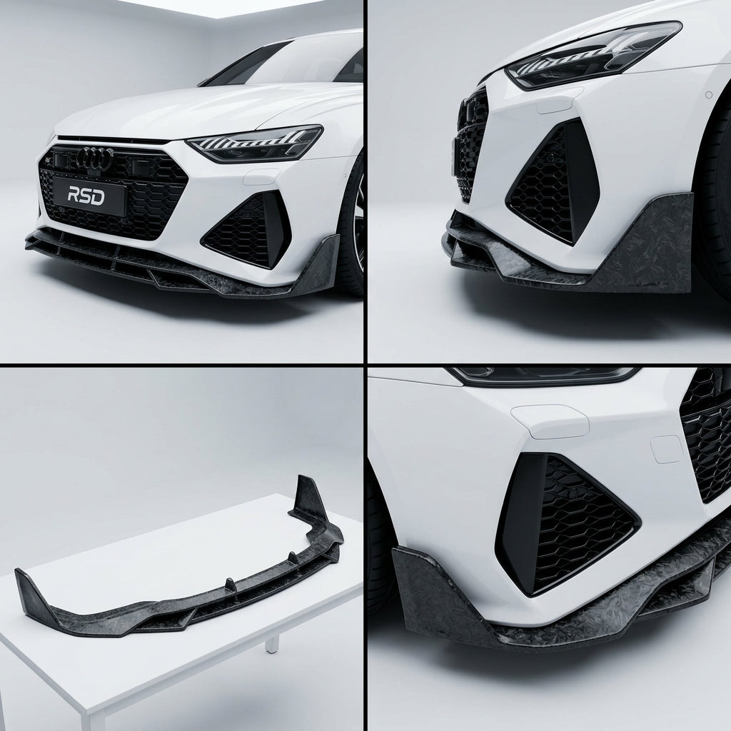 Chopped Forged Matte Carbon Fiber Front Bumper Lip compatible with Audi RS6 Avant C8-2023 34246