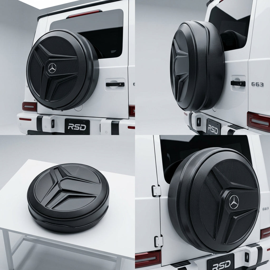 Matte Forged Chopped Carbon Fiber The Spare Wheel Cover compatible with Mercedes-Benz G63 AMG-2022 31008