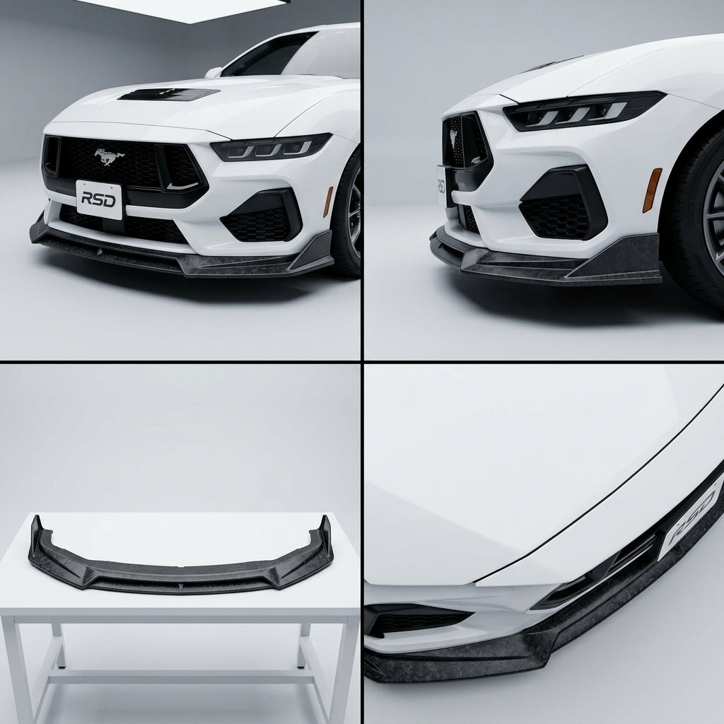 Chopped Forged Matte Carbon Fiber Front Bumper Lip compatible with Ford Mostang-2024 90308