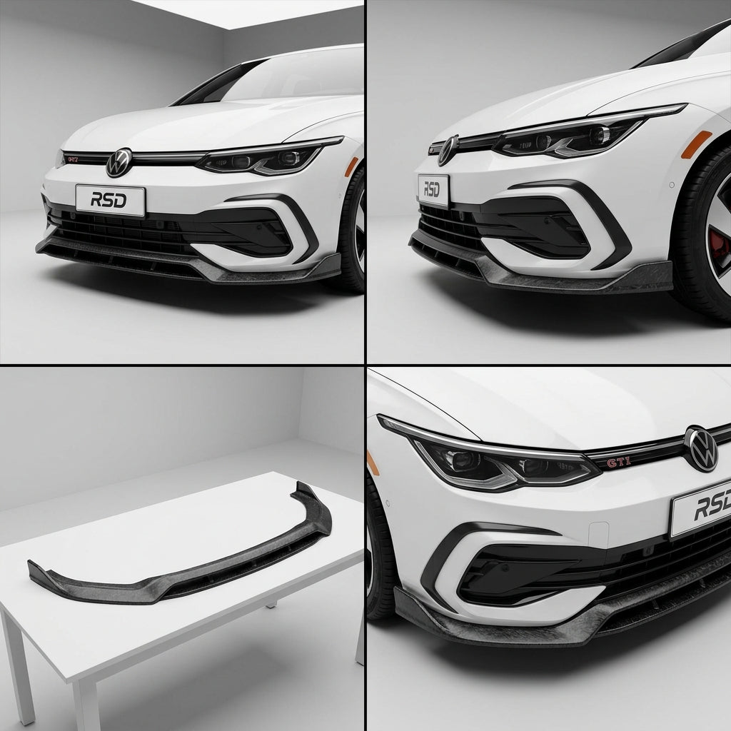 Chopped Forged Matte Carbon Fiber Front Bumper Lip compatible with Volkswagen Golf GTI-2024 84561