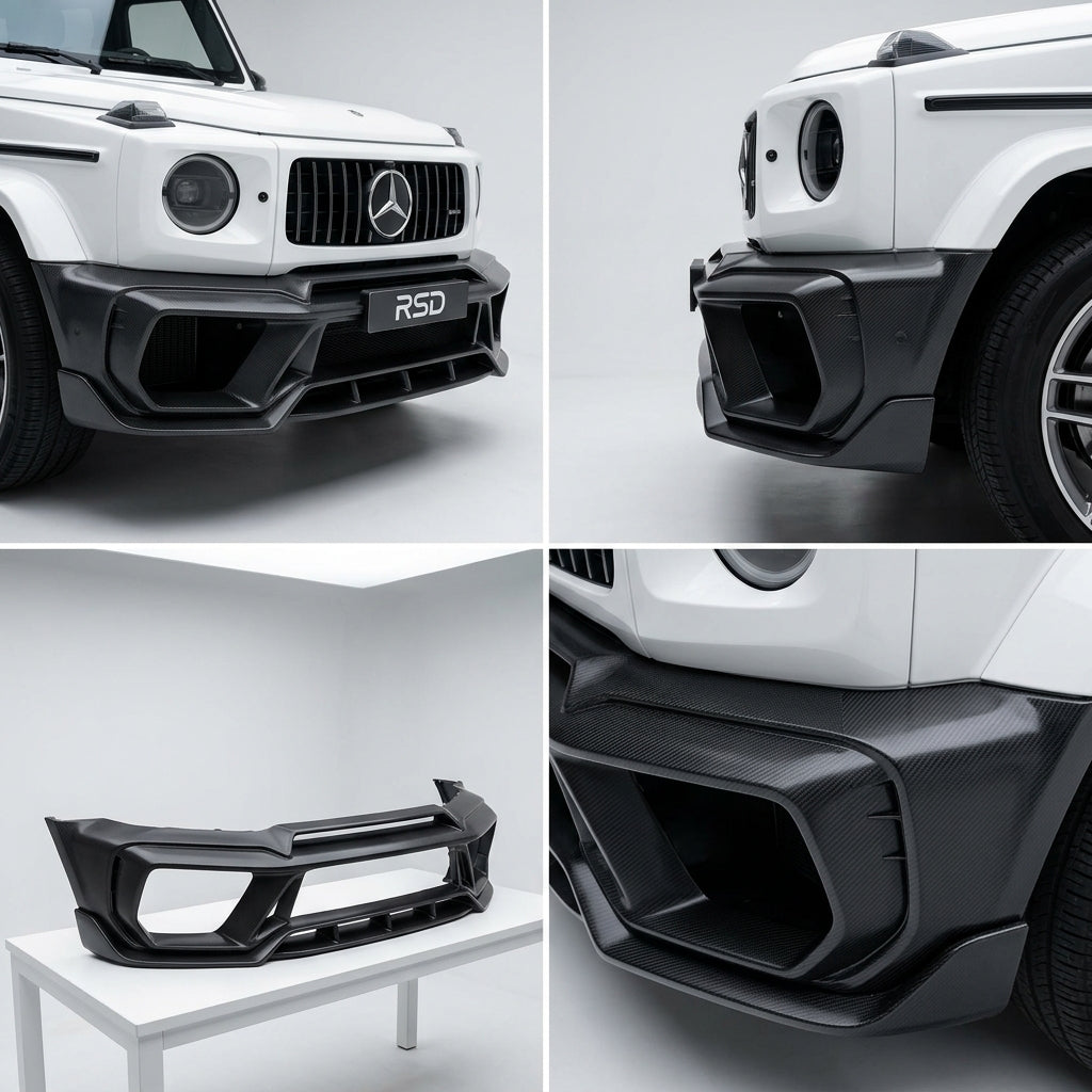 Matte Forged Chopped Carbon Fiber Fully Sport New Front Bumper compatible with Mercedes-Benz G63 AMG-2022 54747