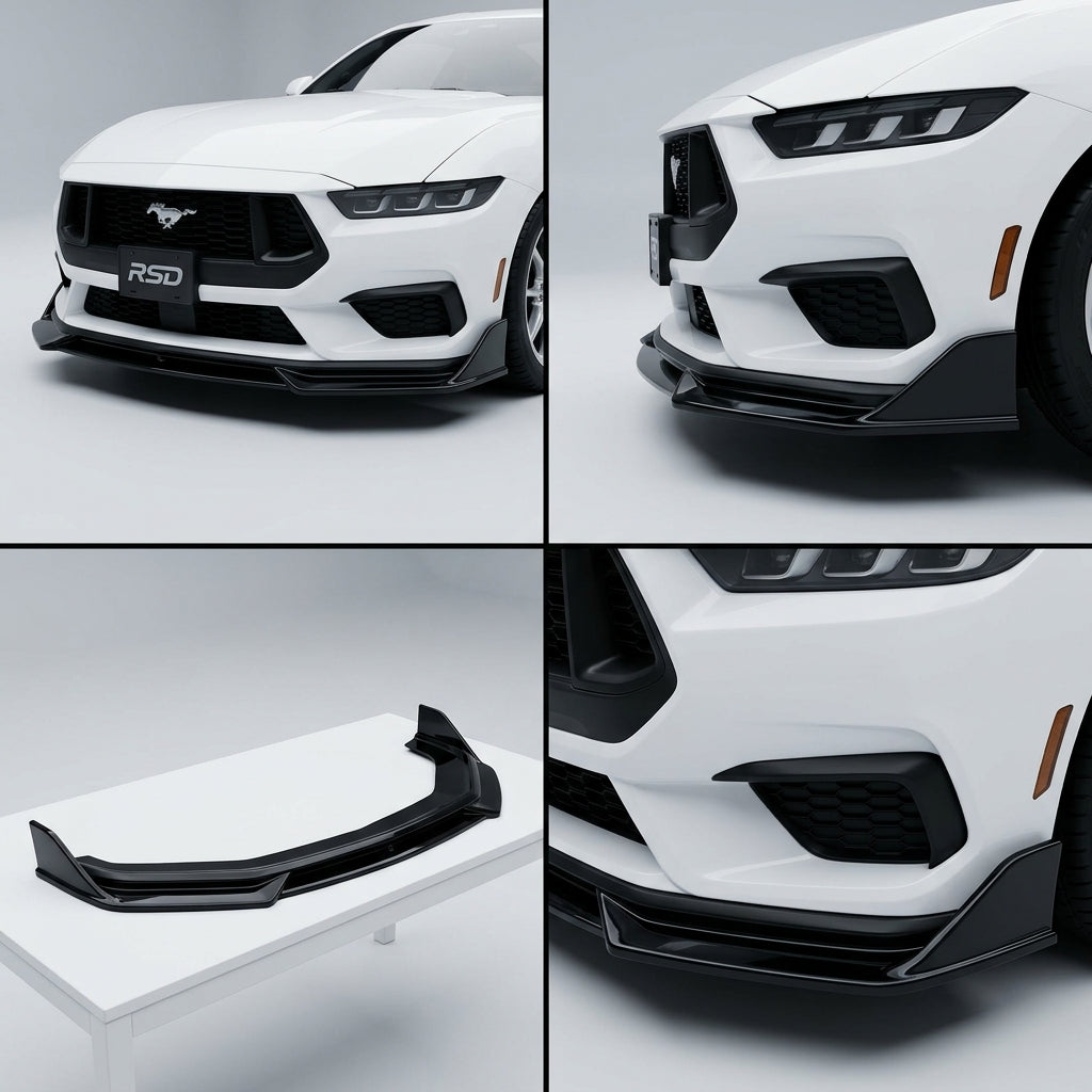 Deep gloss black automotive paint Front Bumper Lip compatible with Ford Mostang-2024 51964