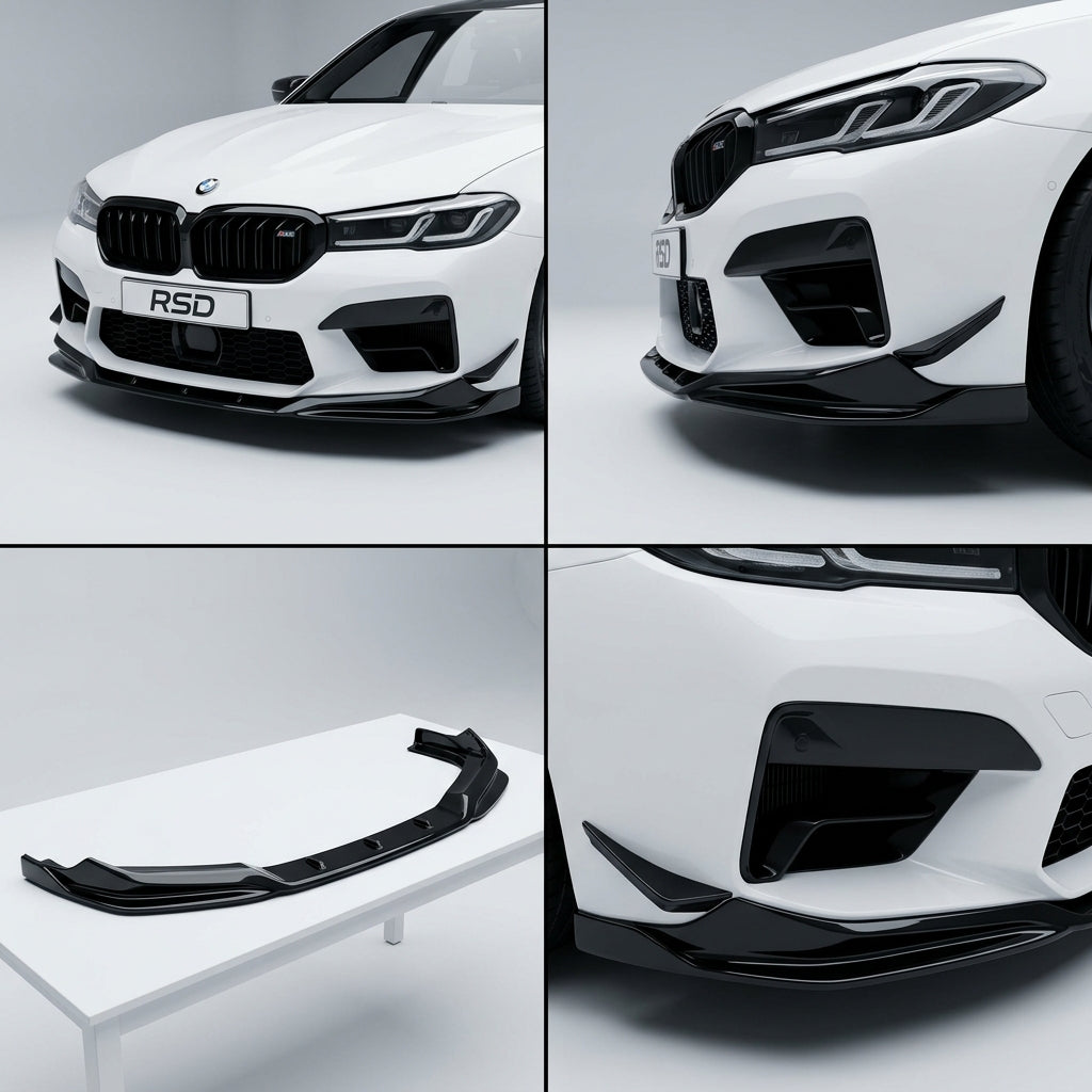Deep gloss black automotive paint Front Bumper Lip compatible with BMW M5 Competition-2022 51993
