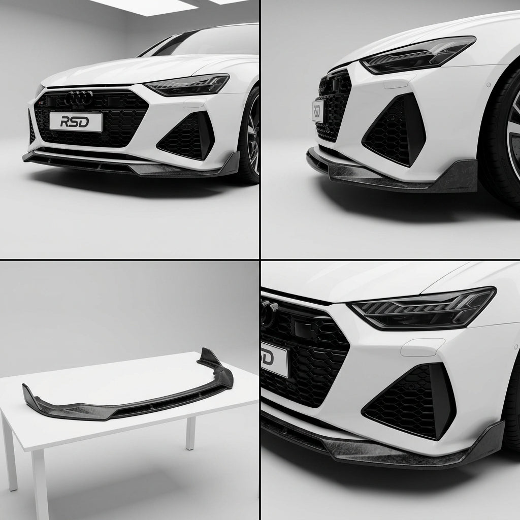 Chopped Forged Matte Carbon Fiber Front Bumper Lip compatible with Audi RS6 Avant C8-2023 22755