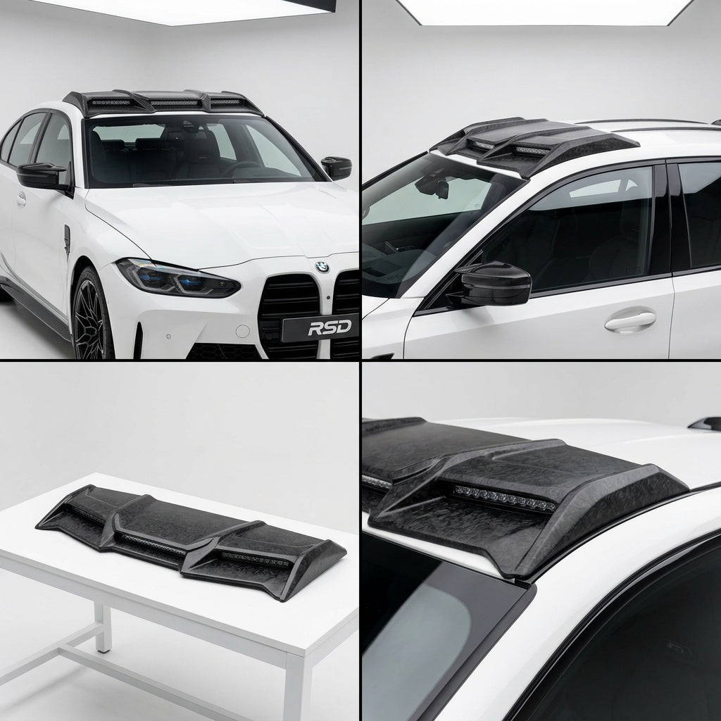 Chopped Forged Matte Carbon Fiber Thin Roof Light Bar with LED lights compatible with BMW M3 G80-2021 99103