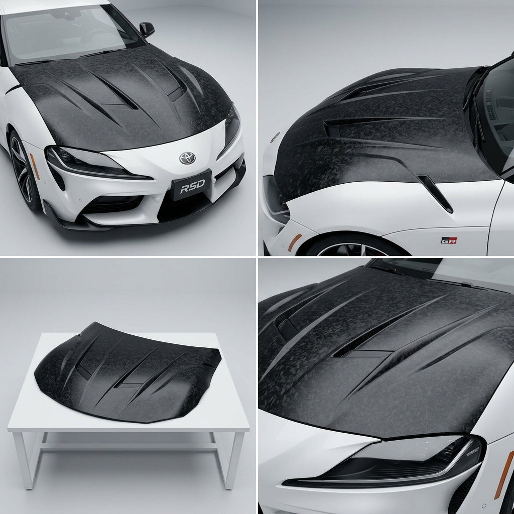 Chopped Forged Matte Carbon Fiber Hood Cover compatible with Toyota GR Supra-2025 38641