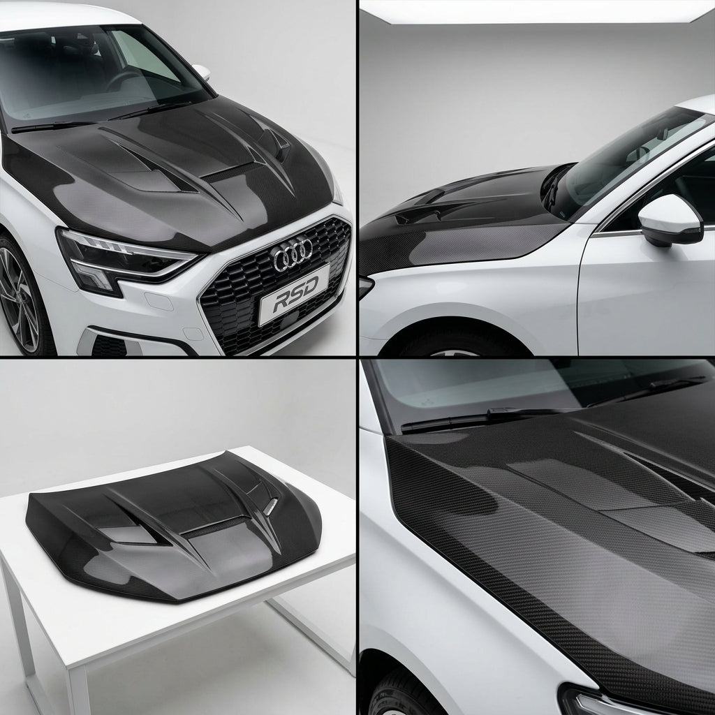 Carbon Fiber Hood Cover compatible with Audi Audi A3 back sport 2024 29833