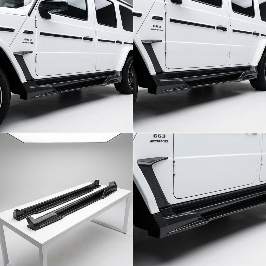 Matte Forged Chopped Carbon Fiber Side Skirts Both Sides compatible with Mercedes-Benz G63 AMG-2022 98635