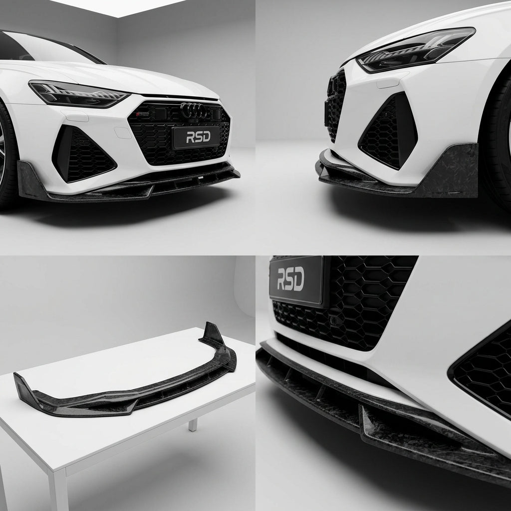 Chopped Forged Matte Carbon Fiber Front Bumper Lip compatible with Audi RS6 Avant C8-2022 02054