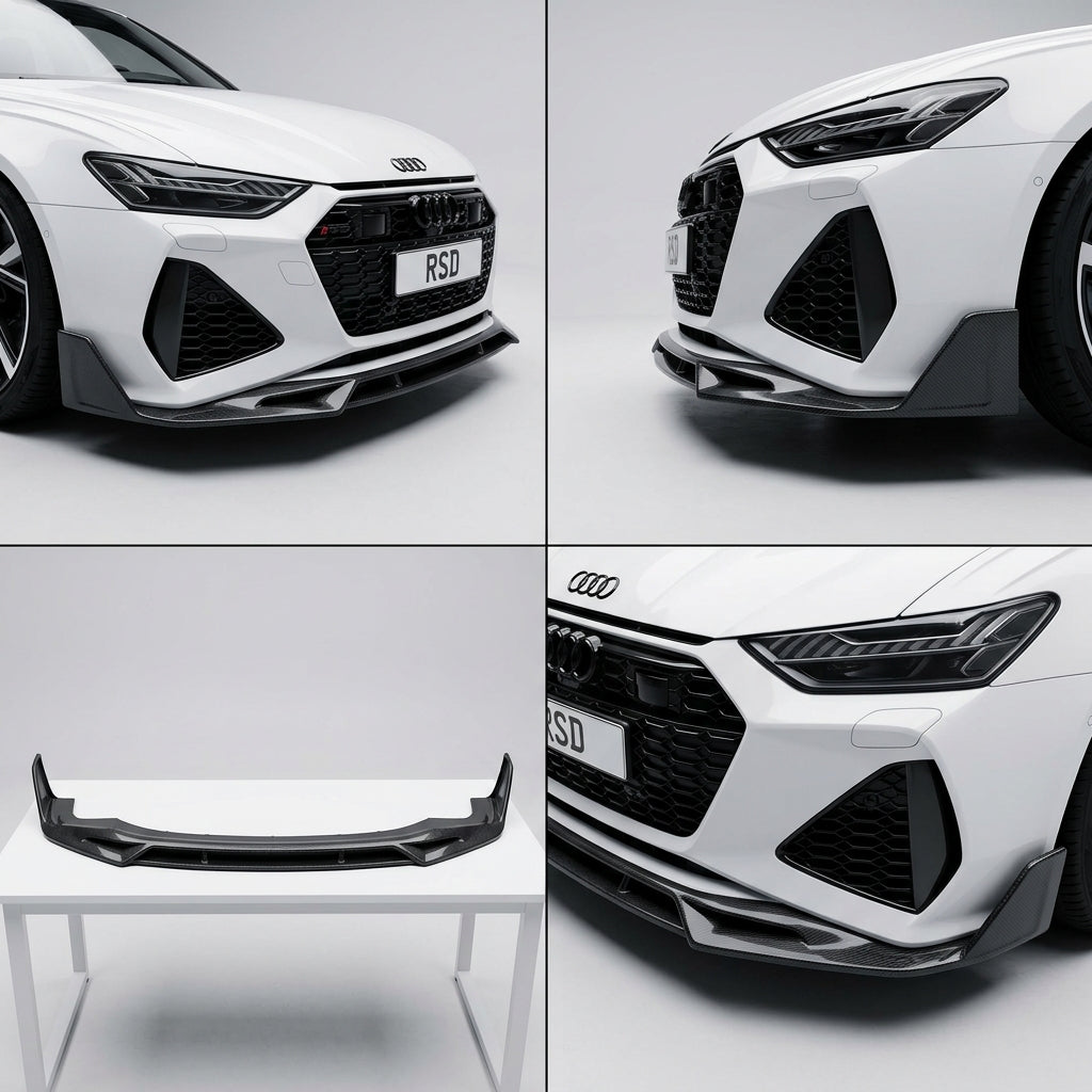 Chopped Forged Matte Carbon Fiber Front Bumper Lip compatible with Audi RS6 Avant C8-2023 65912