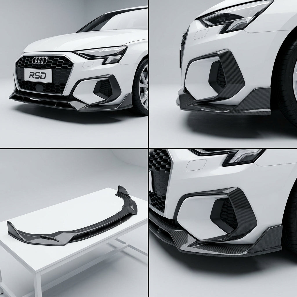 Carbon Fiber Front Bumper Lip compatible with Audi Audi A3 back sport 2024 98003