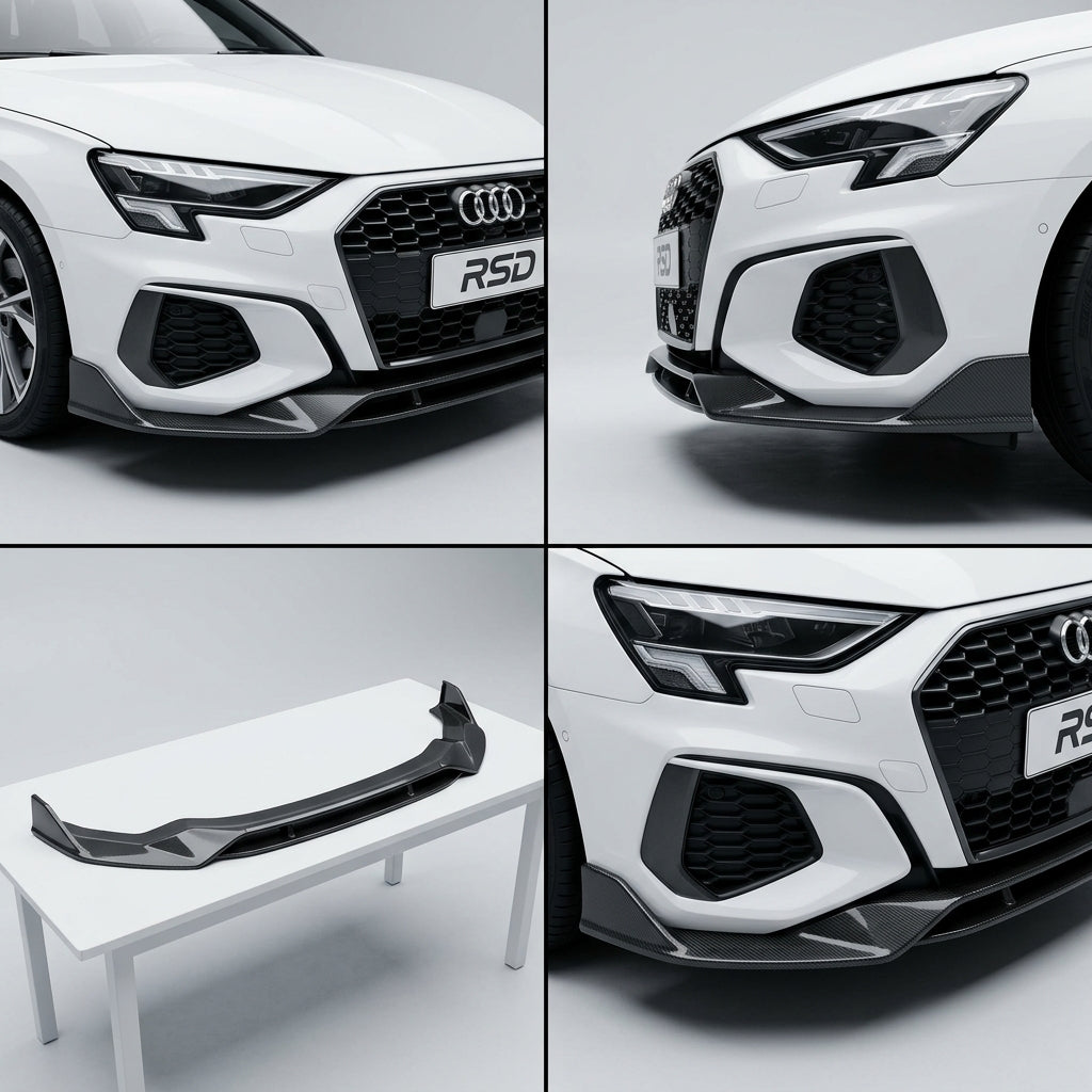 Carbon Fiber Front Bumper Lip compatible with Audi Audi A3 back sport 2024 16601