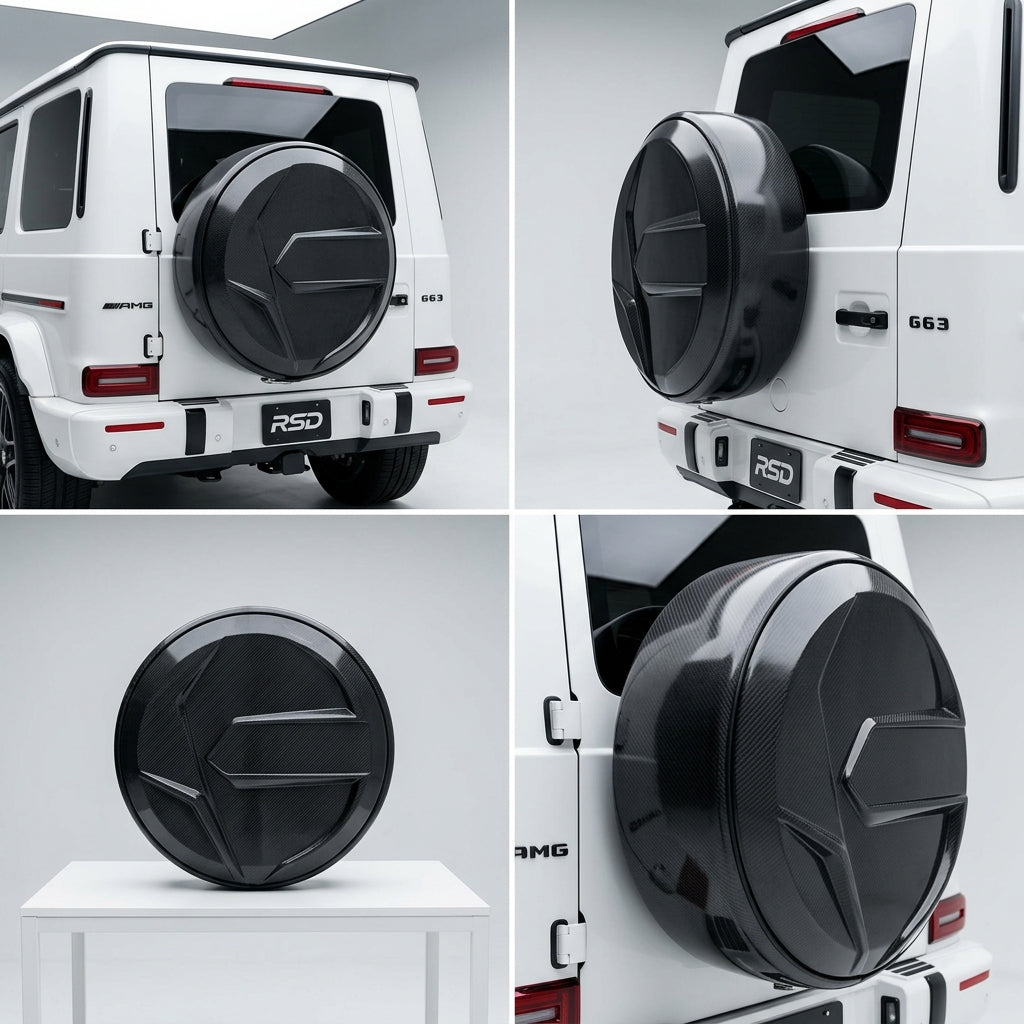 Matte Forged Carbon Fiber With Visual Pieces of Carbon The Spare Wheel Cover compatible with Mercedes-Benz G63 AMG-2022 26630