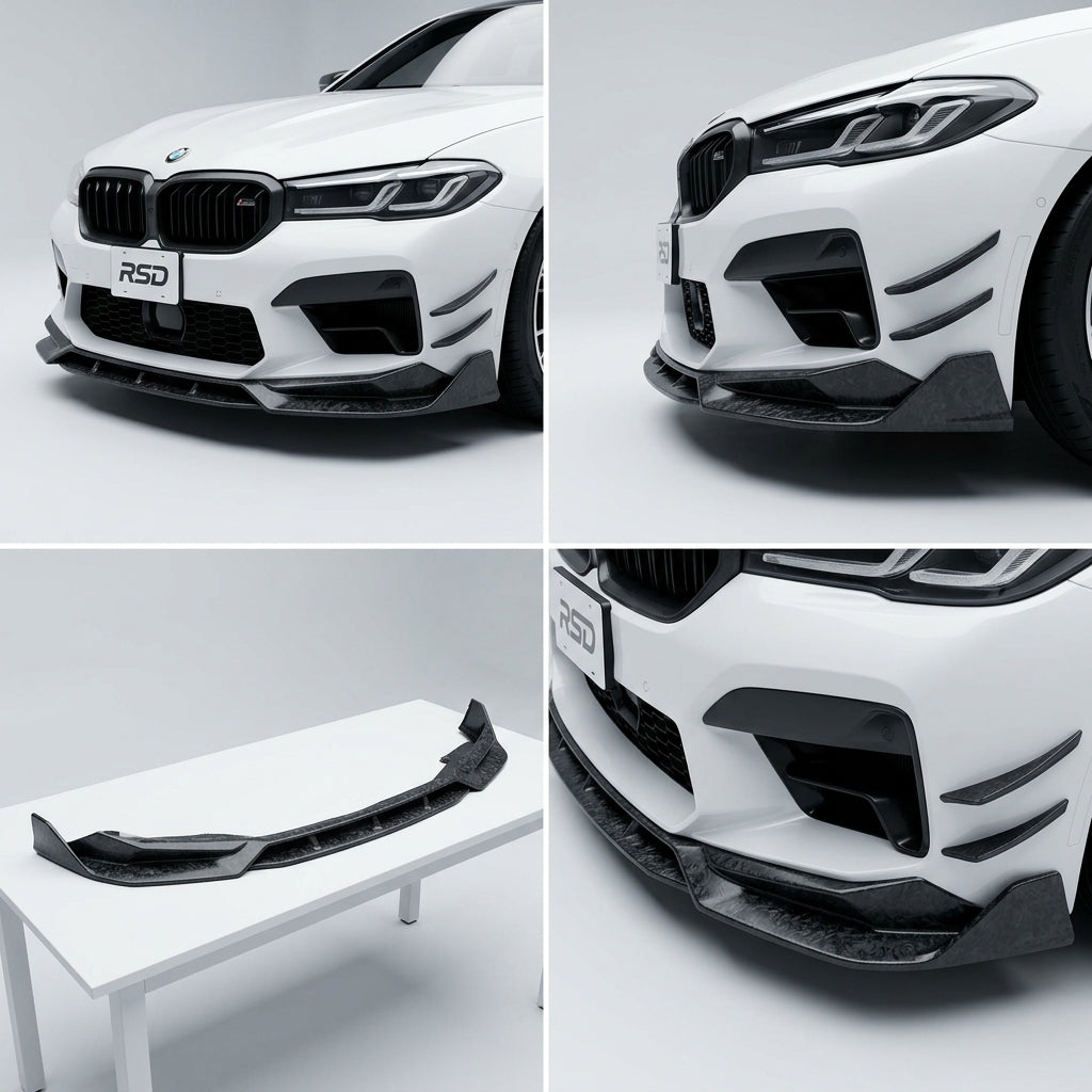 Chopped Forged Matte Carbon Fiber Front Bumper Lip compatible with BMW M5 Competition-2022 78725