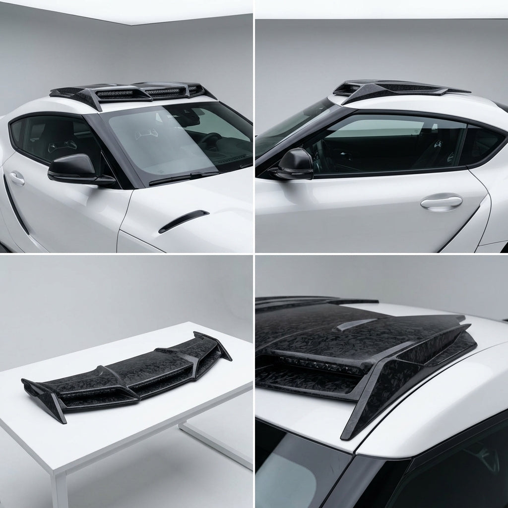 Chopped Forged Matte Carbon Fiber Thin Roof Light Bar with LED lights compatible with Toyota GR Supra-2025 02356