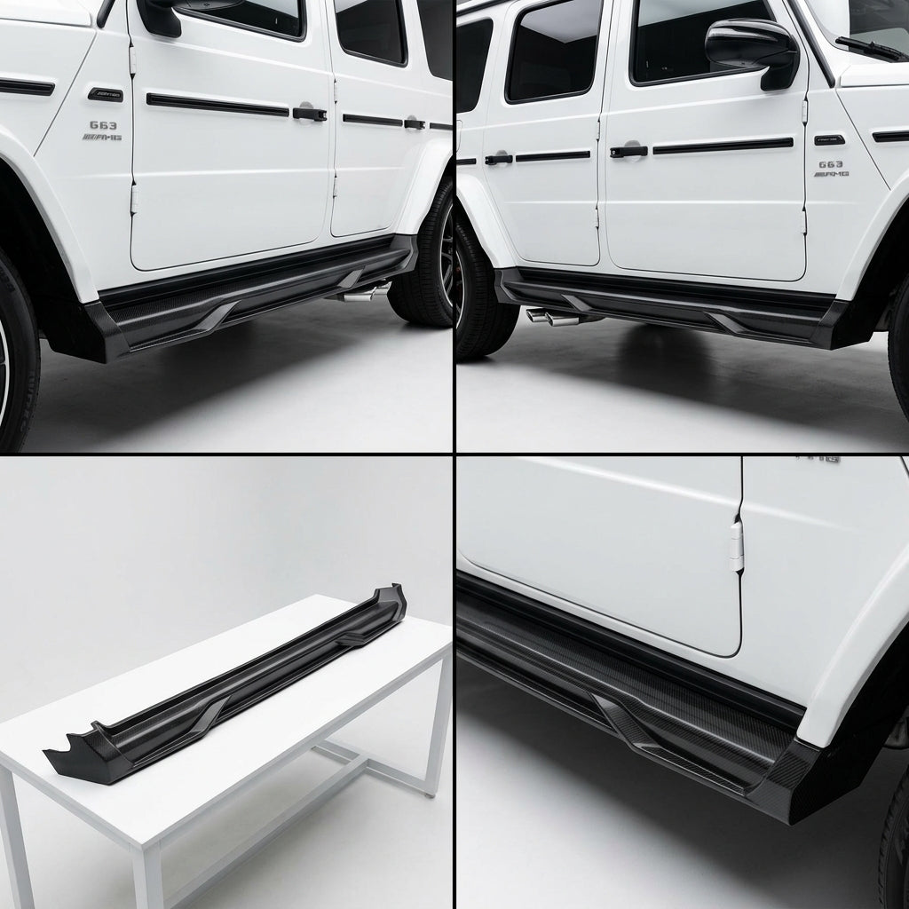 Matte Forged Chopped Carbon Fiber Side Skirts Both Sides compatible with Mercedes-Benz G63 AMG-2022 82422