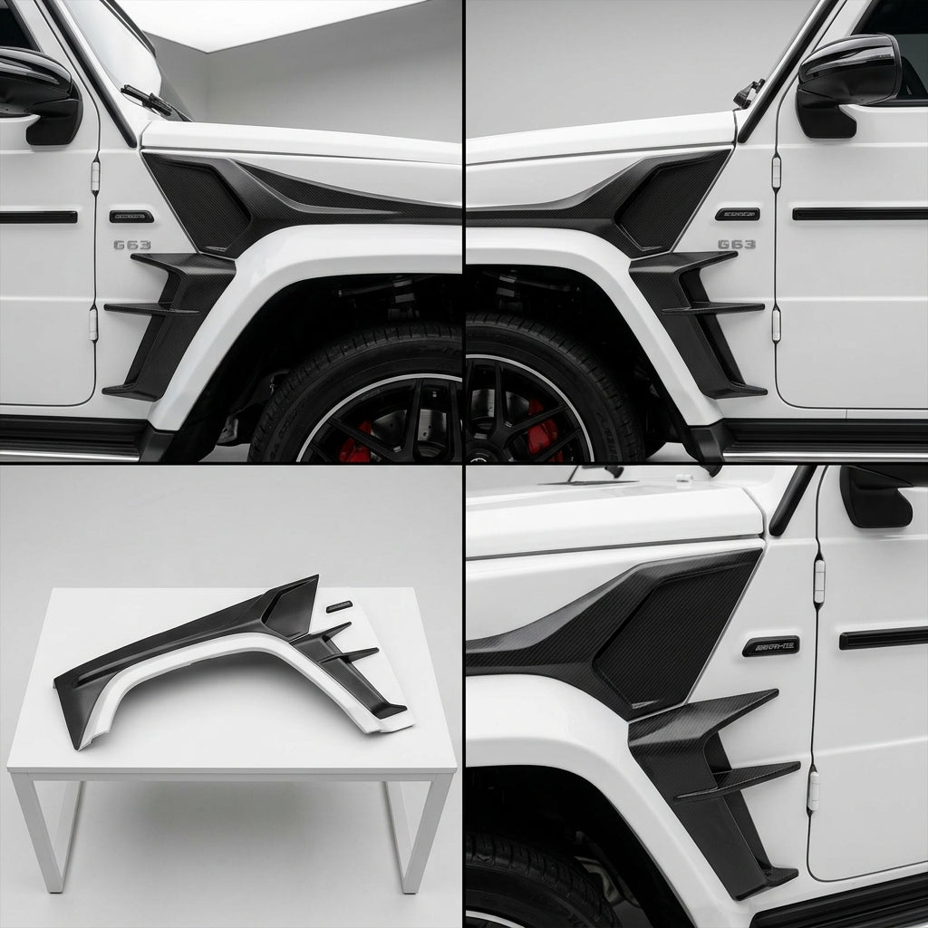 Matte Forged Chopped Carbon Fiber Fender Add ons compatible with Mercedes-Benz G63 AMG-2022 48821