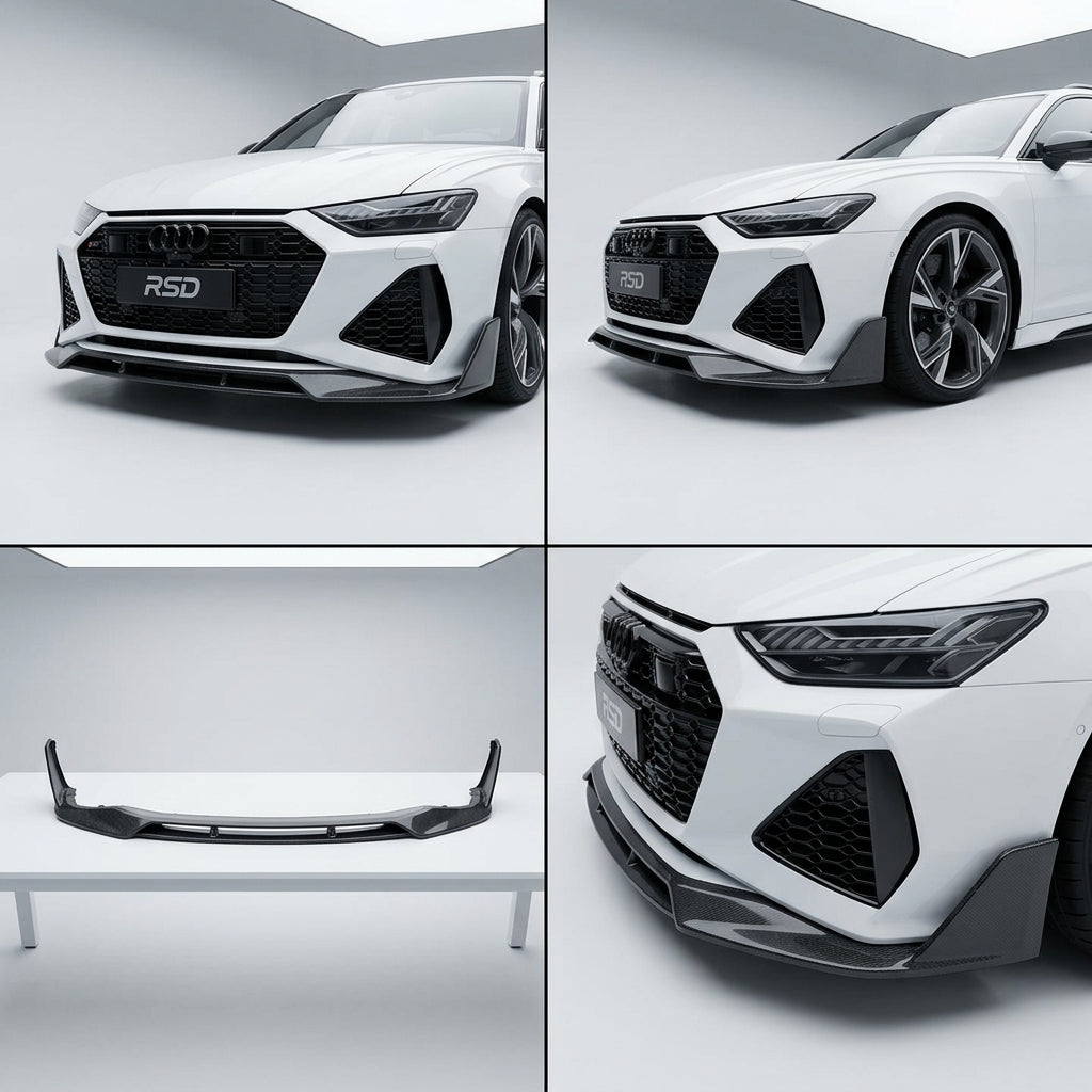 Chopped Forged Matte Carbon Fiber Front Bumper Lip compatible with Audi RS6 Avant C8-2023 69727