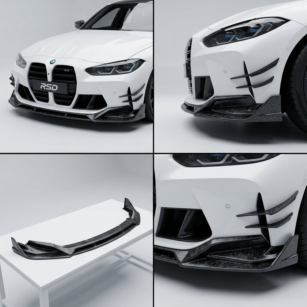 Chopped Forged Matte Carbon Fiber Front Bumper Lip compatible with BMW M3 G80-2021 52384