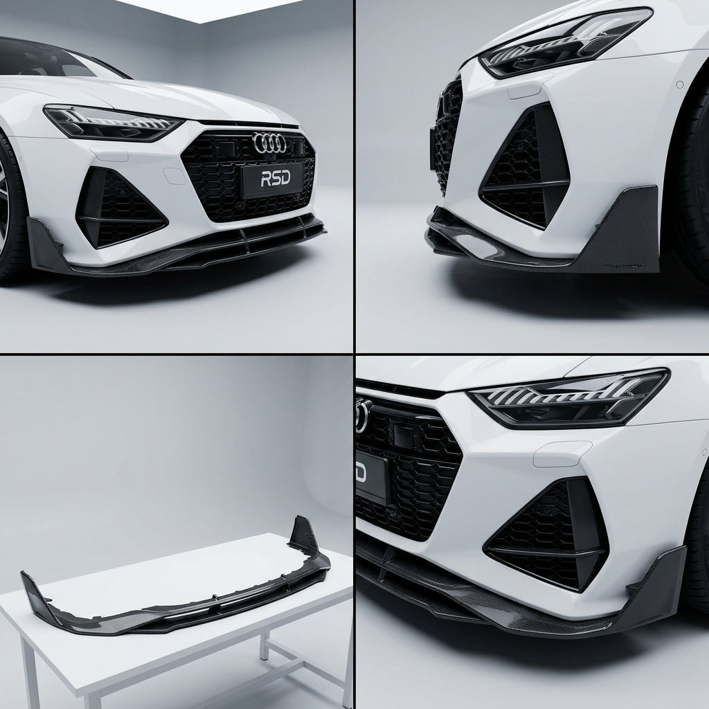 Chopped Forged Matte Carbon Fiber Front Bumper Lip compatible with Audi RS6 Avant C8-2022 18799