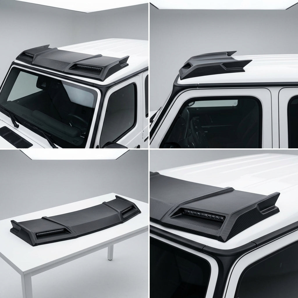 Matte Forged Chopped Carbon Fiber Thin Roof Light Bar with LED lights compatible with Mercedes-Benz G63 AMG-2022 52204