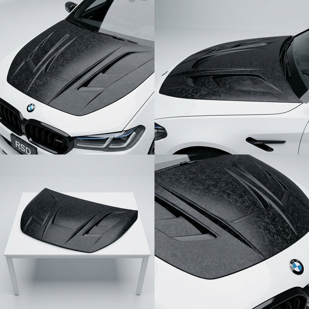 Chopped Forged Matte Carbon Fiber Hood Cover compatible with BMW M5 Competition-2022 50193