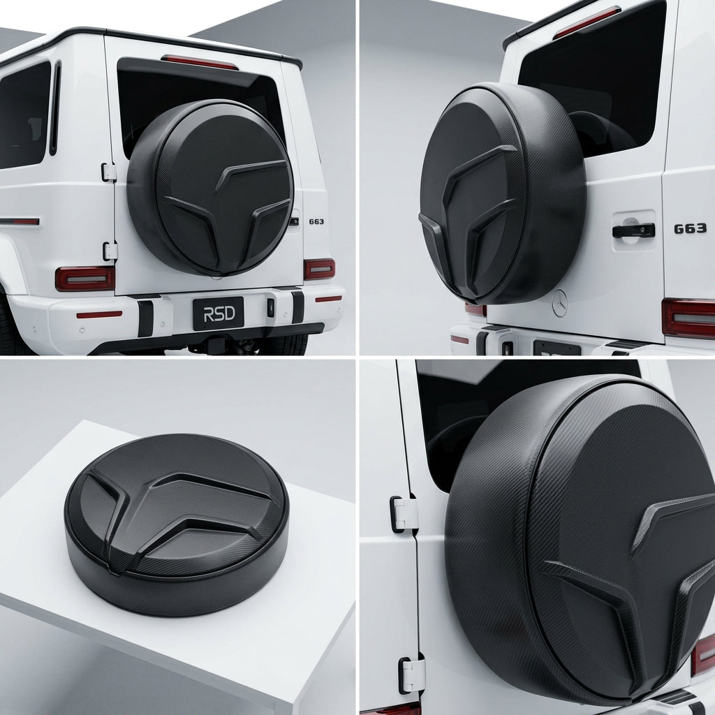 Matte Forged Carbon Fiber With Visual Pieces of Carbon The Spare Wheel Cover compatible with Mercedes-Benz G63 AMG-2022 05569