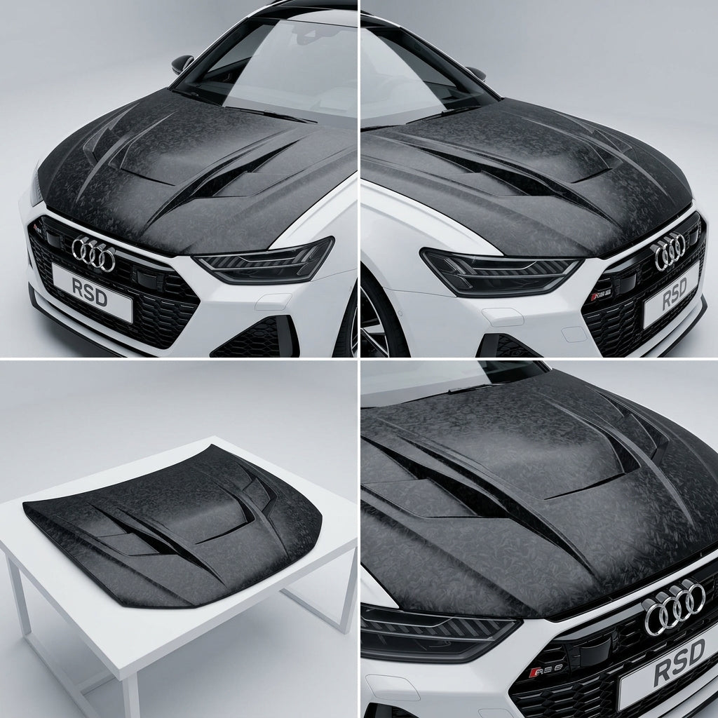 Chopped Forged Matte Carbon Fiber Hood Cover compatible with Audi RS6 Avant C8-2022 66868