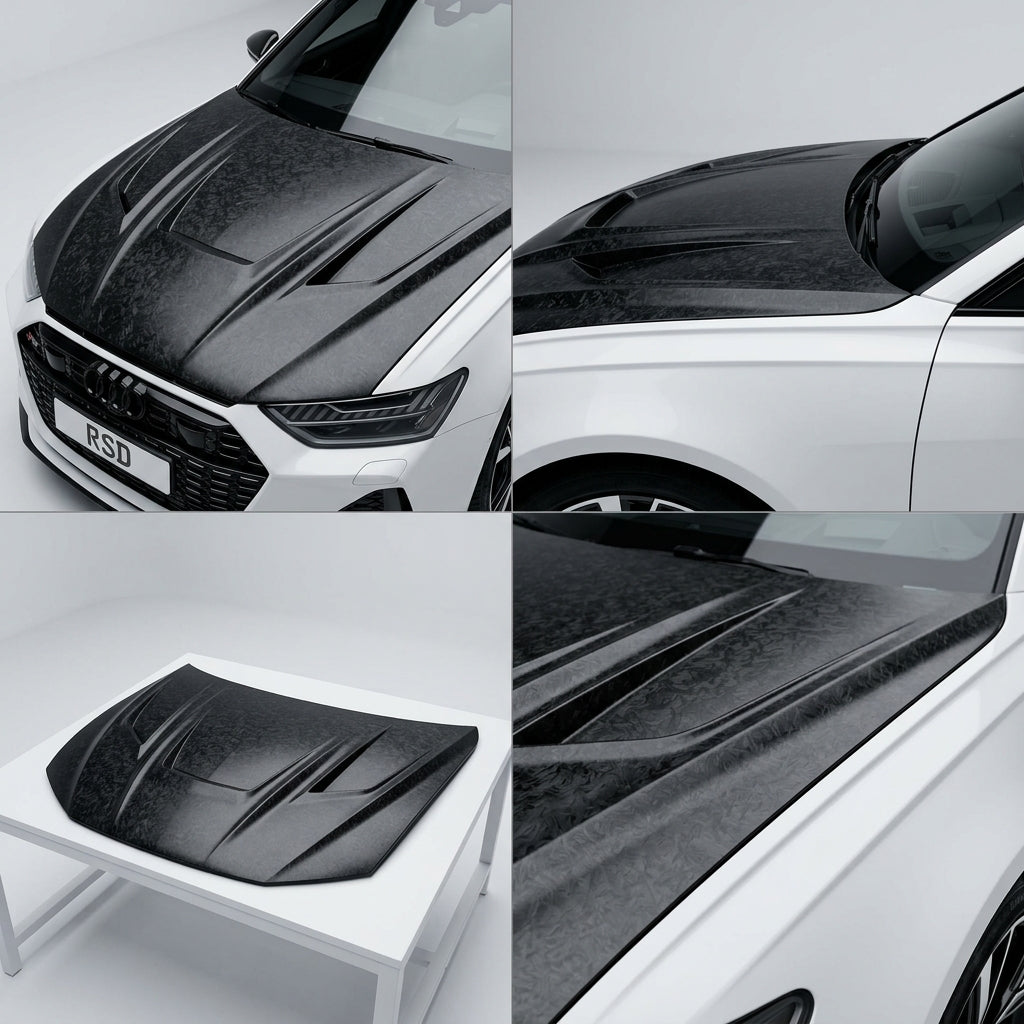Chopped Forged Matte Carbon Fiber Hood Cover compatible with Audi RS6 Avant C8-2023 07489