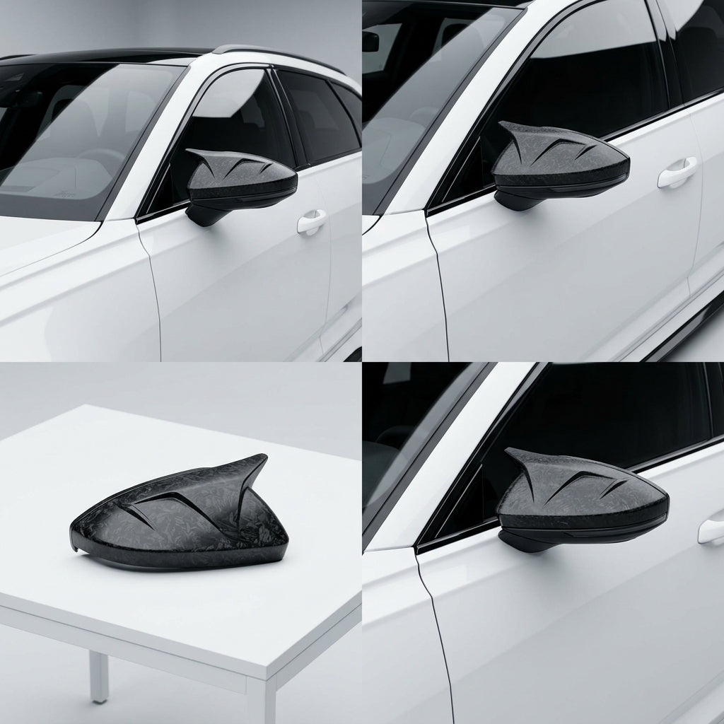 Chopped Forged Matte Carbon Fiber Mirror Caps Both Sides compatible with Audi RS6 Avant C8-2022 40507
