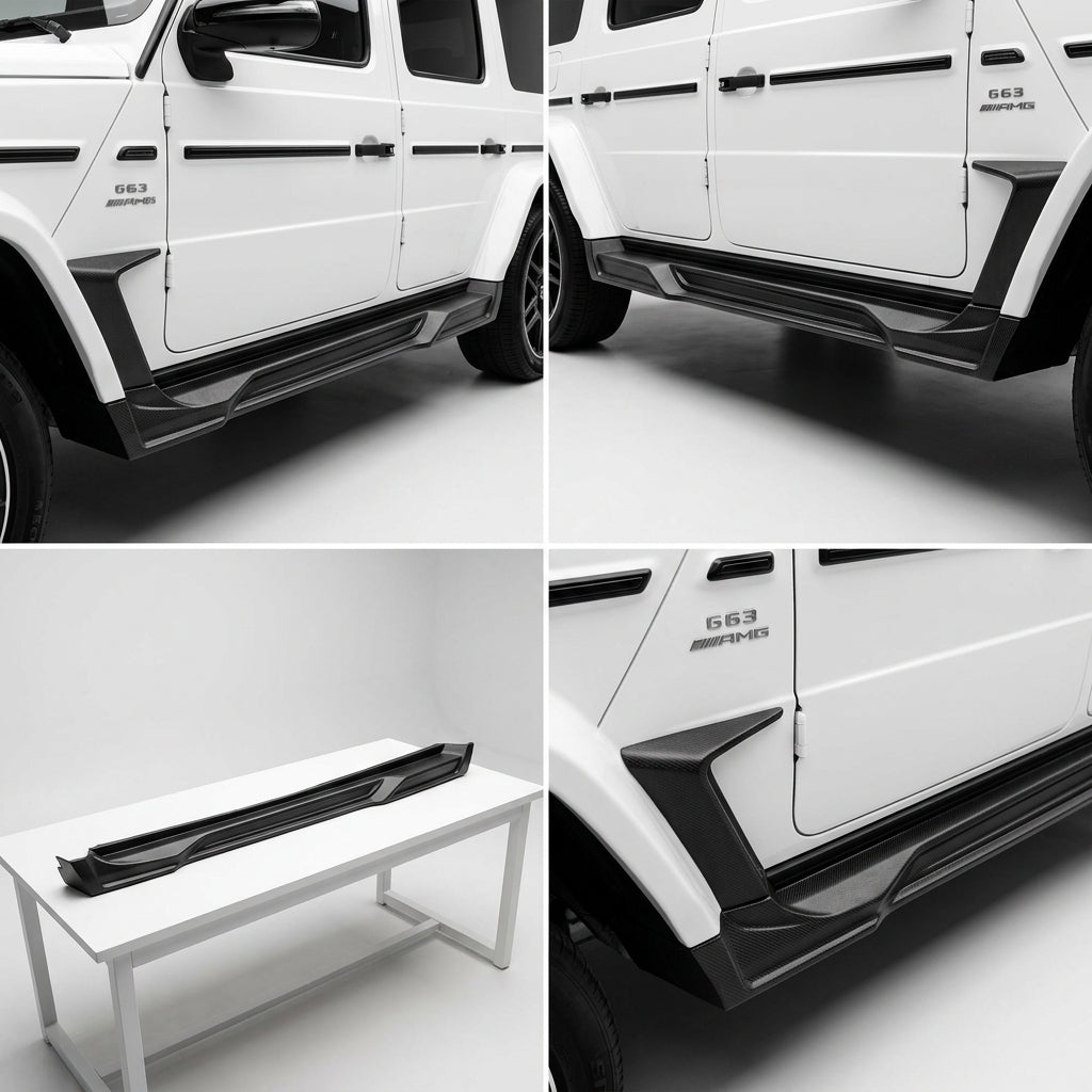 Matte Forged Chopped Carbon Fiber Side Skirts Both Sides compatible with Mercedes-Benz G63 AMG-2022 91898