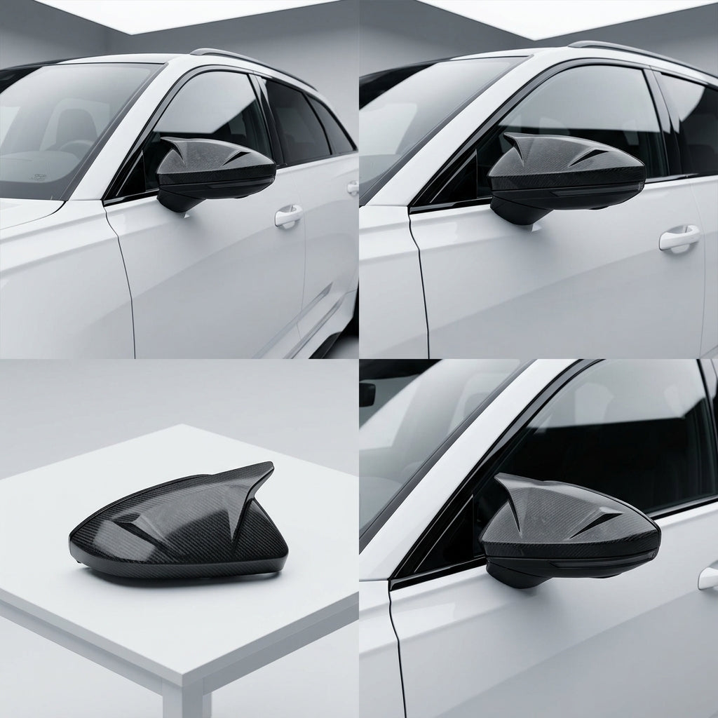 Chopped Forged Matte Carbon Fiber Mirror Caps Both Sides compatible with Audi RS6 Avant C8-2022 55760
