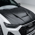 Chopped Forged Matte Carbon Fiber Hood Cover compatible with Audi RS6 Avant C8-2022 70084