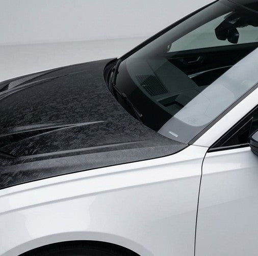 Chopped Forged Matte Carbon Fiber Hood Cover compatible with Audi RS6 Avant C8-2022 70084